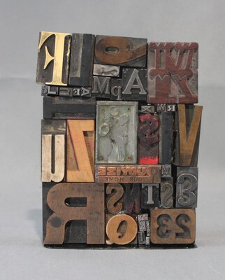 Printers letterpress bookends,  Vintge typeset bookends, vintage printers wood blocks bookends - image2